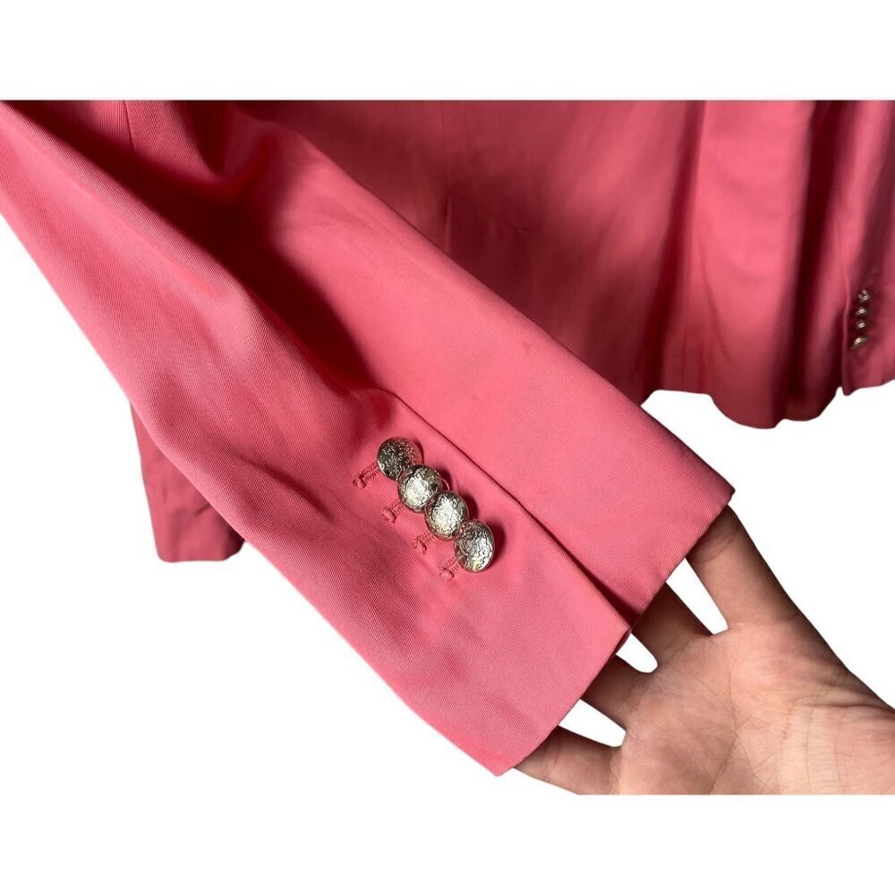 Zara Womens Hot Pink Gold Button Blazer Size M Glam Office Chic Modern Coquette - Picture 9 of 11